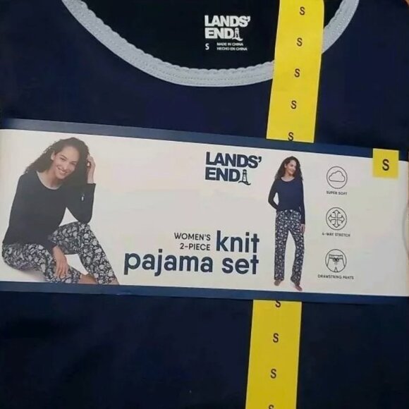 LANDS' END Women's 2-Piece Knit Pajama Set NIP Size S - Picture 1 of 10